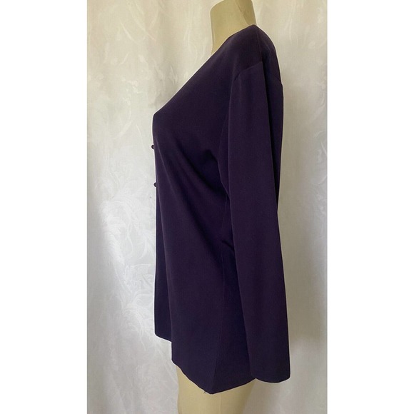 Exclusively Misook Top Blouse Round Neck Knit Long Sleeve Purple Mandari… - Picture 3 of 5